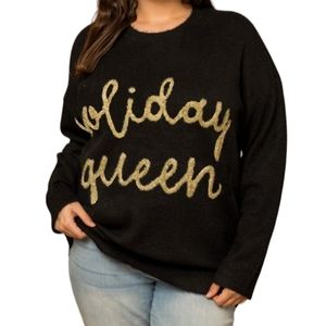 Women's Black Holiday Queen Sweater NWT